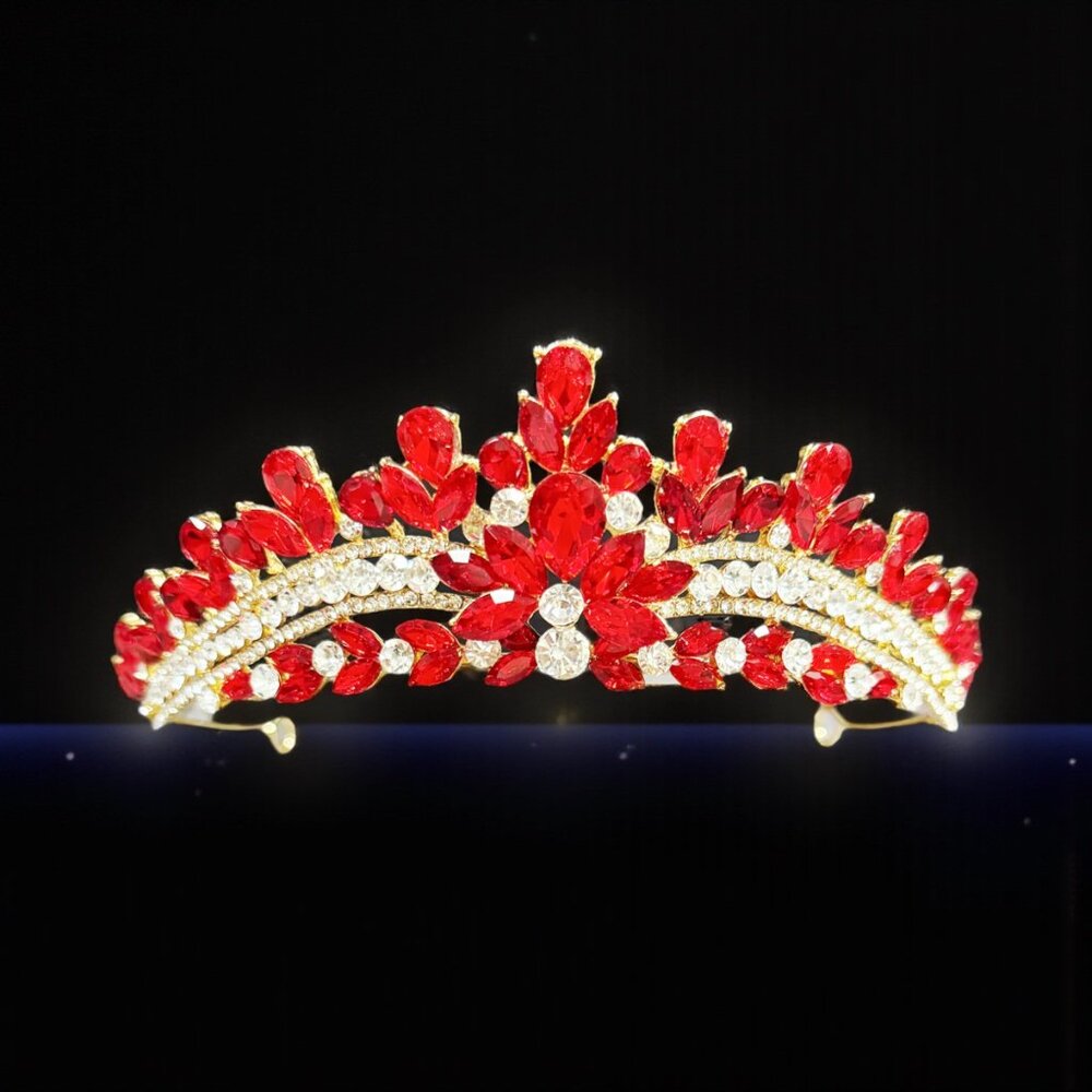 Share Kids Tiara, Girl's tiara, Red Crystal Tiara, Princess Tiara, Birthday Go